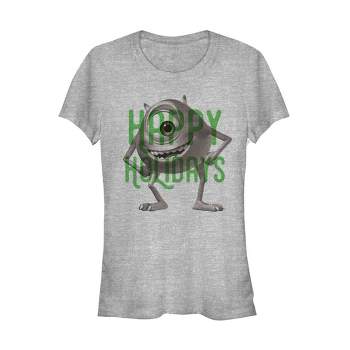 Juniors Womens Monsters Inc Happy Holidays Mike T-Shirt