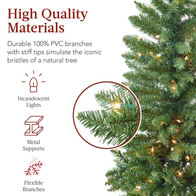 Best Choice Products Pre-Lit Spruce Pencil Christmas Tree w/ Incandescent Lights, 4 of 9