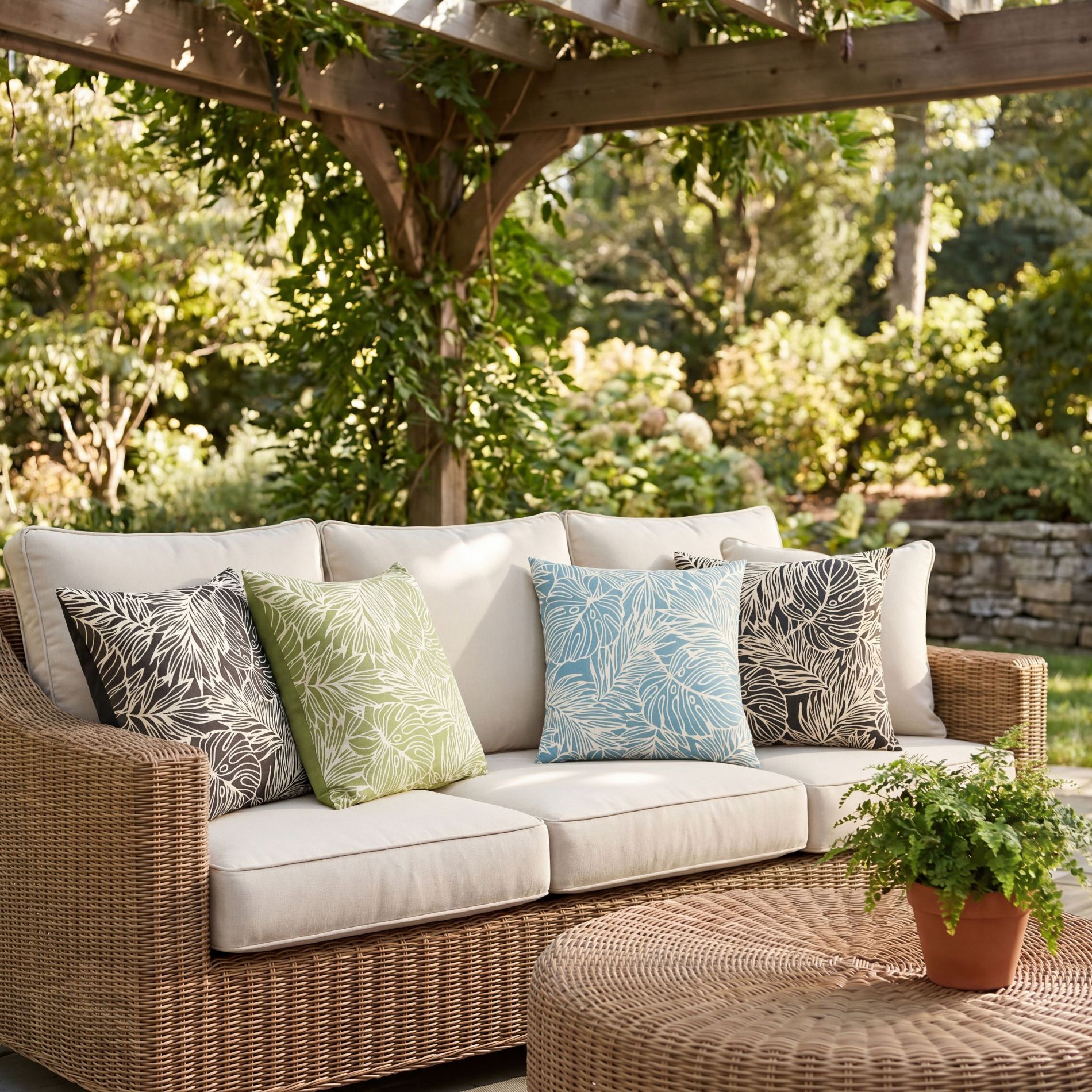 Mina Victory Palm Leaves Indoor/Outdoor Throw Pillow