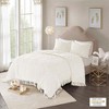 PDTEND 3-Piece King/Cal King Size Tufted Cotton Chenille Medallion Fringe Coverlet Set - 2 of 4