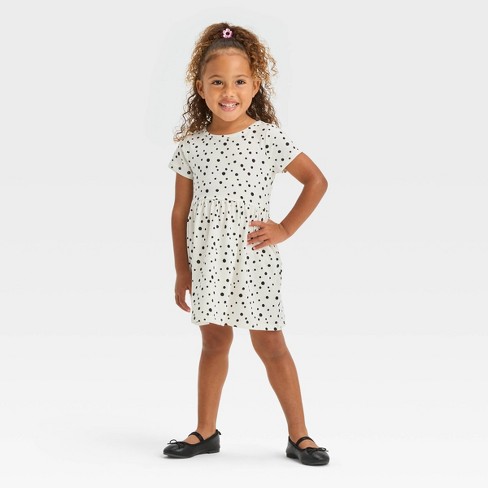 Toddler Girls Polka Dots Short Sleeve Dress Cat Jack Cream