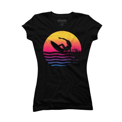 Junior's Design By Humans Surfer Waves By clingcling T-Shirt