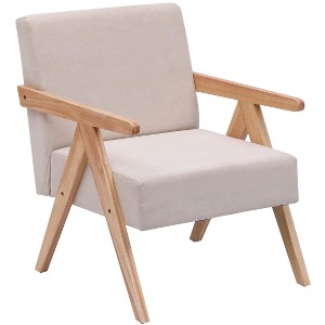 Nordlys Solid Wood and Velvet Lounge Chair Countryside Style Living Room - 1 of 4