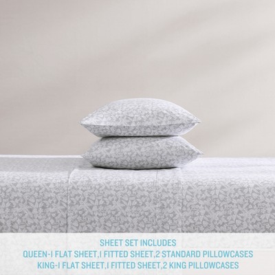 Koya Bay Gray King Cotton Percale Sheet Set