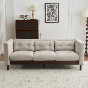 78" Upholstered Sofa Modern 3-seater Sofa Couch with Tufted Design for Living Room, Grayish Beige - 1 of 4