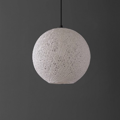 White Bohemian Woven Globe LED Pendant Light