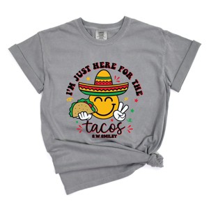 S.W.Smiley Here For The Tacos Smiley - Womens Garment Dyed Tee - 1 of 2