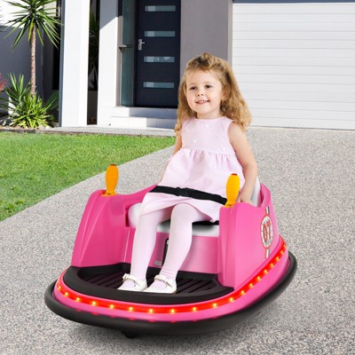 Pink 12V Kids Ride-On Bumper Car with LED Lights