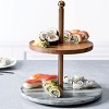 Gibson Laurie Gates California Designs Grey Marble and Acacia Wood 2 Tier Server - 4 of 4