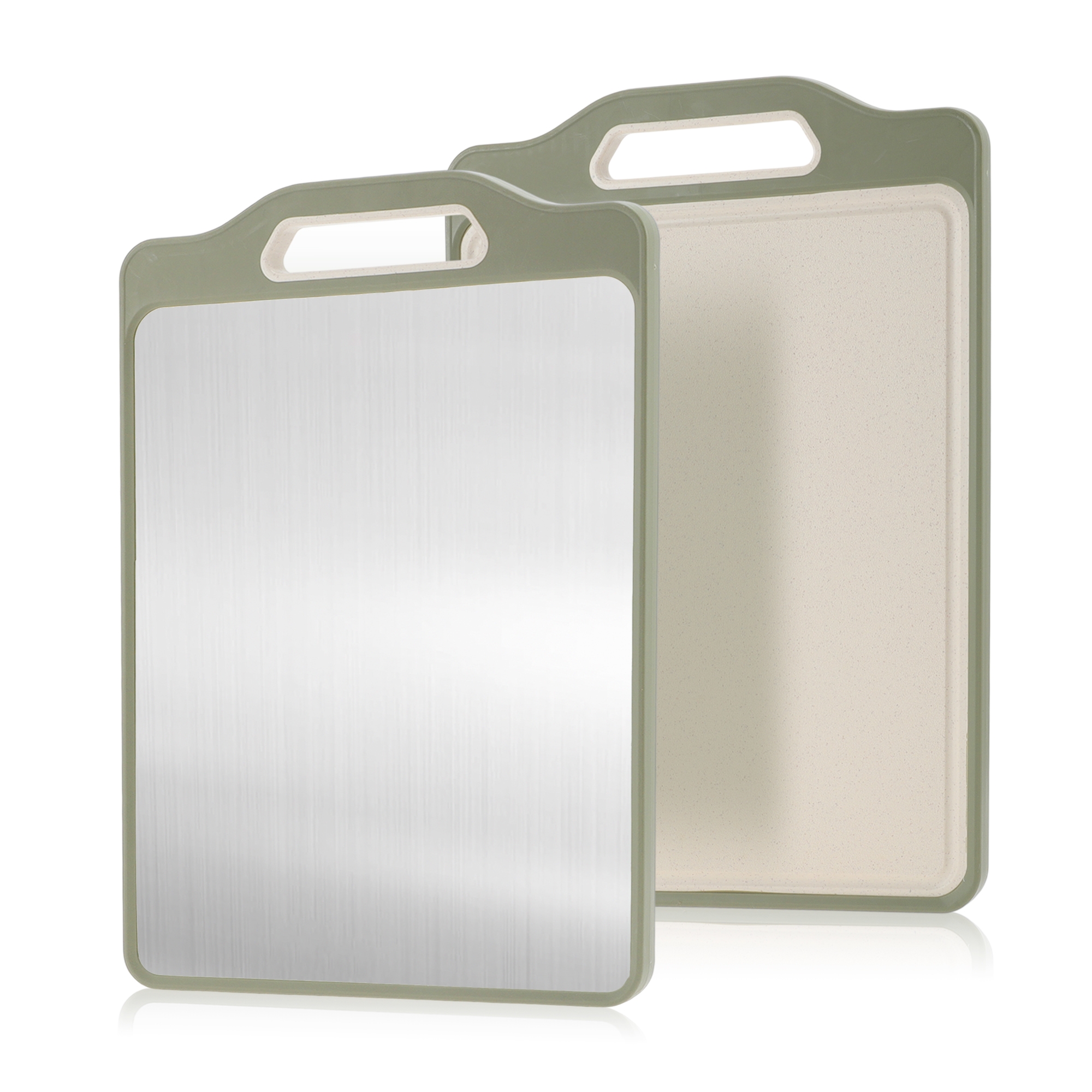 Unique Bargains Double-Sided Stainless Steel Cutting Board Green 1 Pc
