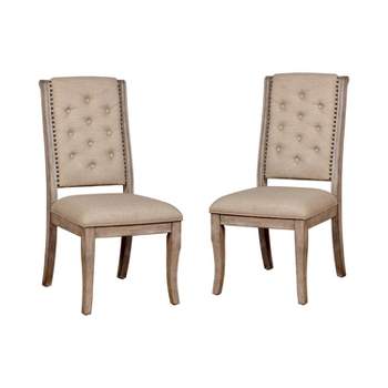 Set of 2 Medina Tufted Wood Dining Side Chair Natural - HOMES: Inside + Out