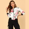 INSPIRE CHIC Women's Stand Collar Floral Prints Zip Up Lightweight Short Jacket - 3 of 4