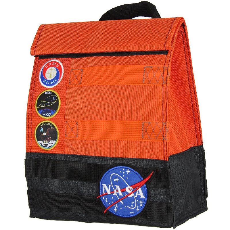 NASA Orange Space Suit Design With Apollo Patches Insulated Lunch Box Bag Tote Orange, 1 of 4