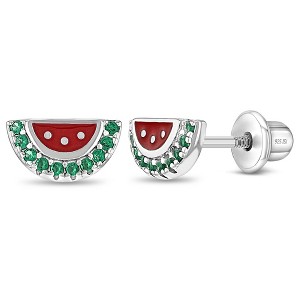 Girls' Watermelon Season Screw Back Sterling Silver Earrings - In Season Jewelry - 1 of 4