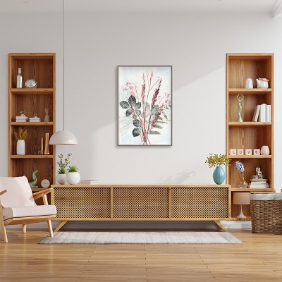 Botanic-Inspired Red and Green Canvas Framed Wall Art, 23x33
