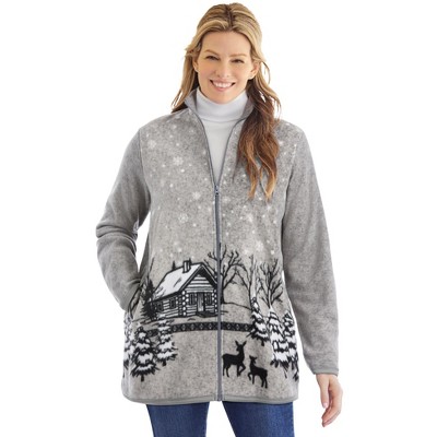 Woman Within Zip-Front Microfleece Jacket