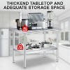 NSF Certified Stainless Steel Work Table, Bilayer Table with Adjustable Undershelf ,Arced edge,with Back panel - 2 of 4