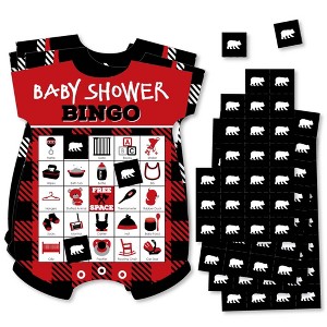 Big Dot of Happiness Lumberjack - Channel the Flannel - Picture Bingo Cards and Markers - Buffalo Plaid Baby Shower Shaped Bingo Game - Set of 18 - 1 of 4