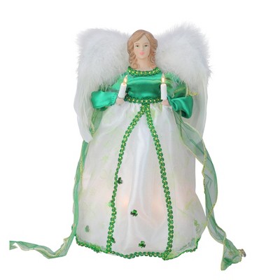 Kurt S. Adler 12" Prelit Irish Angel Christmas Tree Topper - Green/White