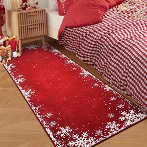 Washable Christmas Decorative Snowflake Area Rug Non-Slip Low Pile Indoor Xmas Rugs for Living Room Bedroom - 1 of 4