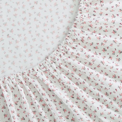Baby Buds Pink Floral Cotton Percale Twin Sheet Set