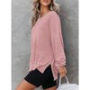 Coolmee Womens Waffle Knit Crewneck Sweatshirts Long Sleeve Side Slits Casual Pullover Sweatshirt Tops - 4 of 4