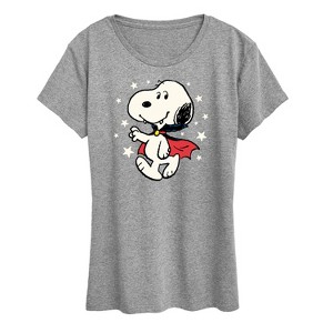 Women's - Peanuts - Snoopy Vampire Stars Glow In The Dark Short Sleeve Graphic T-Shirt - 1 of 4