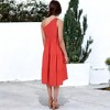 Anna-Kaci Women's Boho Summer One Shoulder Sleeveless Smocked Flowy Tiered Beach Party Maxi Dress- Medium ,Red - 4 of 4