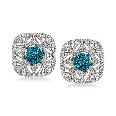 Ross-Simons 0.50 ct. t.w. Blue and White Diamond Earrings in Sterling Silver