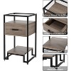2PCS Nightstands, Beside Table with Storage Drawer and 3-Tier Storage，Small End Table with Steel Frame and Tempered Glass Top - 3 of 4