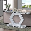 55" Mirrored Console Table with Geometric Hexagon Base,Rectangular Crystal Accent Entryway Sofa Table for Modern Living Room-Coolbibila - 3 of 4