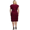 24seven Comfort Apparel Burgundy Print Flutter Sleeve Faux Wrap Dress - 3 of 3
