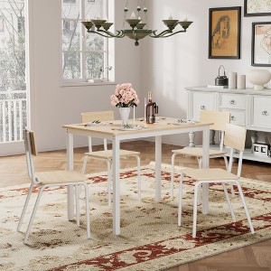 KTMBDW 5-Piece Kitchen Dining Table Set, Wood Tabletop & Heavy-Duty Metel Frame, Rectangle Dinette with 4 Chairs for Dining Room - 1 of 4