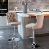 Velvet Barstools Set of 2, Adjustable Seat Height from 22-25 in Swivel Upholstered Bar Stools W/T-Shaped Footrest & Rivet Decoration Barstools - 4 of 4