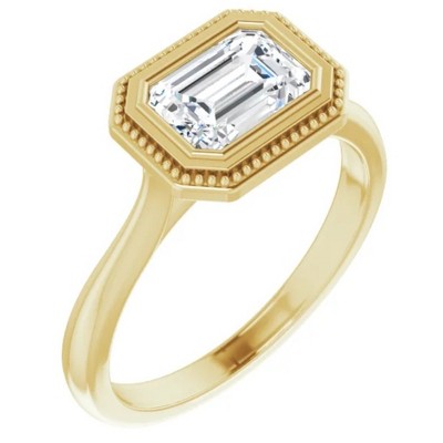 Pompeii3 1 3/4Ct Emerald Moissanite Solitaire Engagement Ring White Yellow or Rose Gold