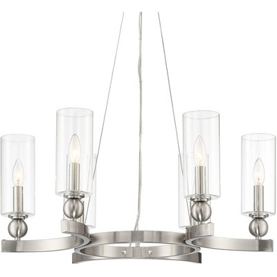 Possini Euro Design Hobbes 24 1/4" Wide Satin Nickel 6-Light Chandelier