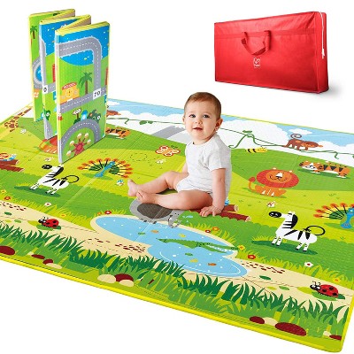 Hape E8372 Large 2 Sided Reversible Town & Jungle Baby Activity Foam Foldable Play Mat