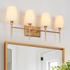 LNC Trend 29-in 4-Lights Matte Gold and White Fabric Transitional Vanity Lights - 2 of 4
