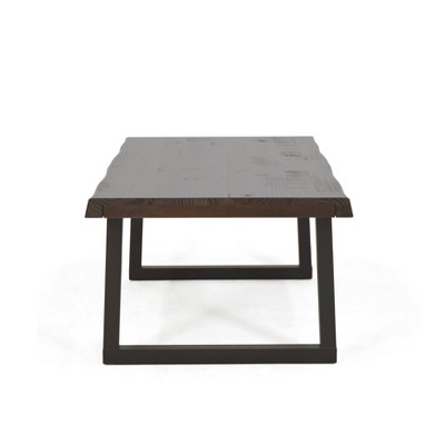 Transitional Cherry and Ebony Wood Rectangular Cocktail Table