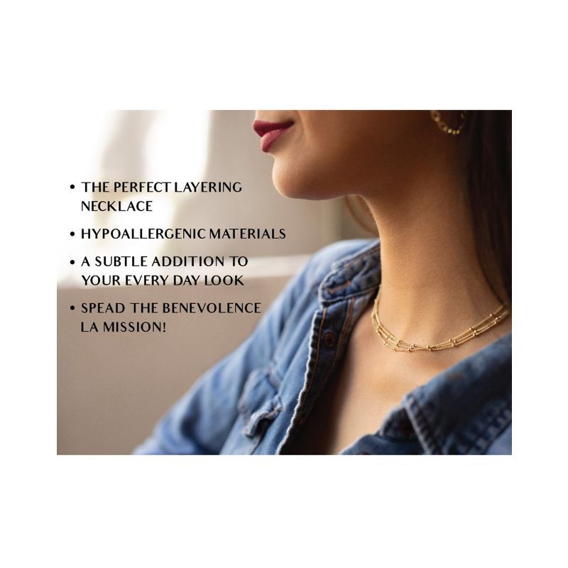 Benevolence LA Gold Choker Necklaces for Women - Satellite Beaded Chain Triple Layered Choker, 4 of 8