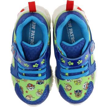 Paw Patrol Running Shoes for Toddlers, Paw Patrol Mismatch Sneaker with Hook-and-Loop Strap, Blue/Green, Toddler Size 7 to Little Kid Size 12