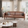 75" Futon Sofa Bed, Convertible Sleeper, Faux Leather Small Couch, Loveseat, Mid-Century Modern Couch for Living Room, Bedroom, Brown - 3 of 4