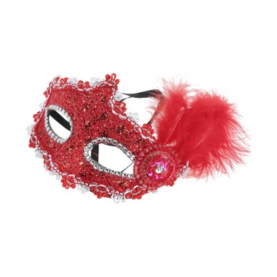 Unique Bargains Princess Feather Half Face Party Mask 1 Pc