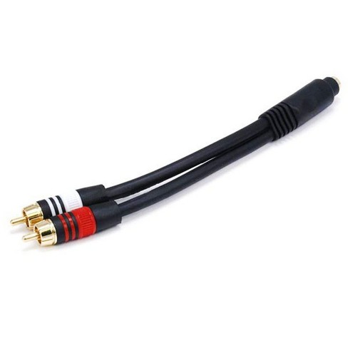 18" Premium 3.5mm Stereo Male to 2RCA Male 22AWG Cable Gold Plated Black M/M NEW 