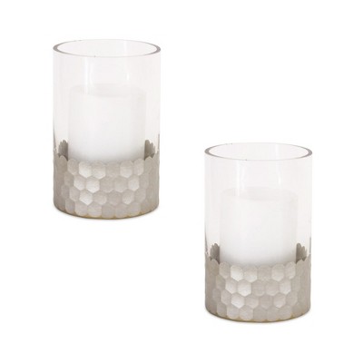 Melrose Honeycomb Glass Candle Holder (Set of 2)