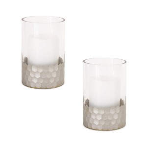 Melrose Honeycomb Glass Candle Holder (Set of 2) - 1 of 2