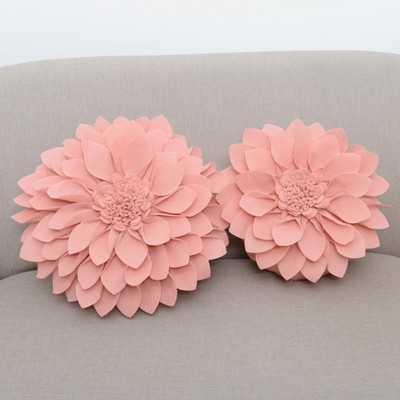 Rose Felt Flower Shaped Throw Pillow, 16 x 16 in