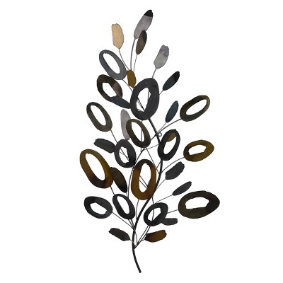 Metal Sayuri Wall Hanging Branch of Leaves Unframed Wall Canvas Copper/Gray - StyleCraft