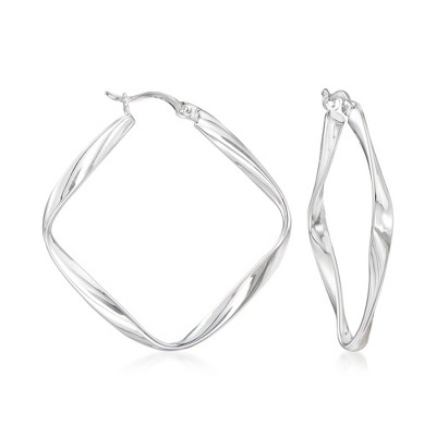 Ross-Simons Sterling Silver Twisted Diamond-Shaped Hoop Earrings