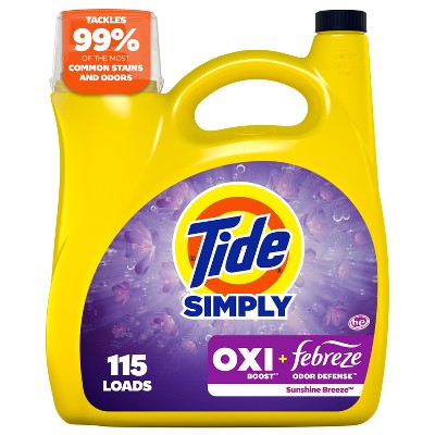 Tide Sunny Breeze Simply Oxi HEC Liquid Laundry Detergent 115 Loads - 154 fl oz: Phosphate-Free, Not for Silk & Leather